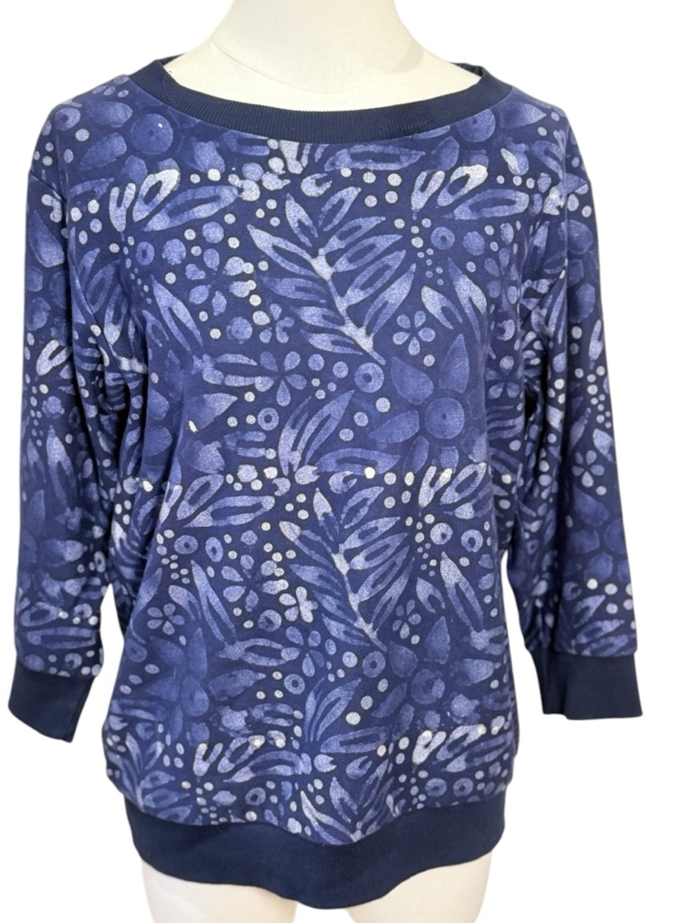PEPIN Margo Hand Dyed Block Print Sweatshirt Blue Size S/M - Picture 2 of 8